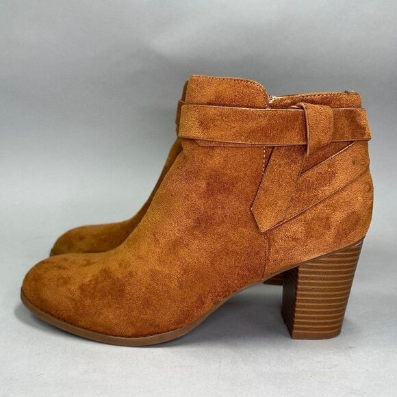 ZBY Ankle Boots Women's Size 8.5 Rust Brown Suede Heeled Ankle Booties - Picture 3 of 9